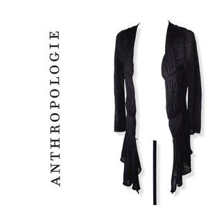 ANTHRO MOTH Ramie/Rayon Black Open Front Lightweight Cardigan